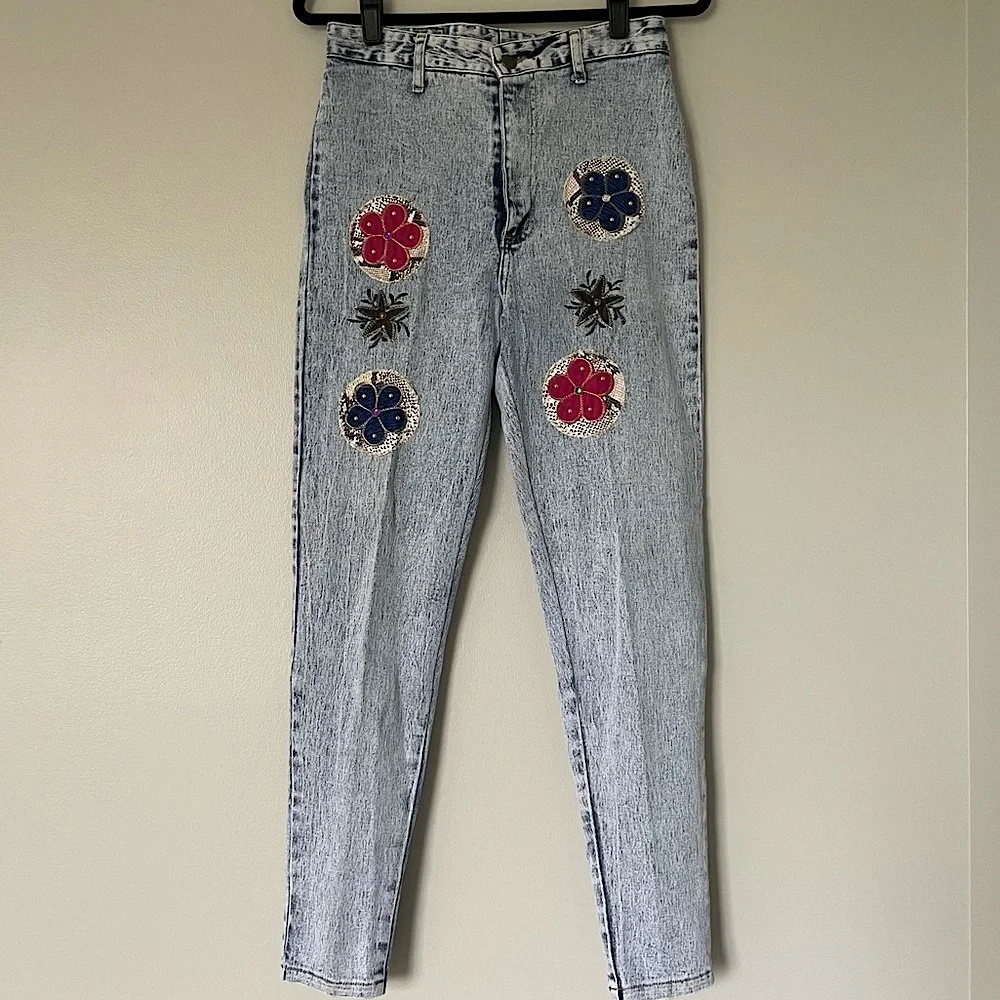 Vintage Watch LA High Waisted Straight Leg Acid Wash Jeans